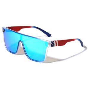 Patriotic USA Flag Sunglasses with Blue Mirrored Lens